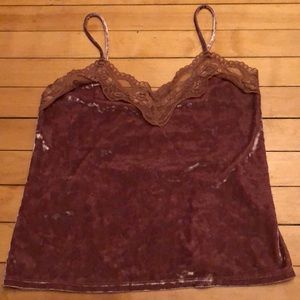 Velvet and lace tank top